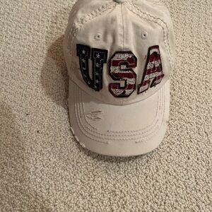 USA Embroidered Beige Cap